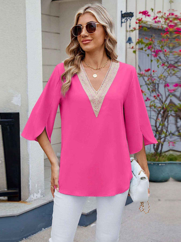 Elegant Lace V-Neck Blouse for Women