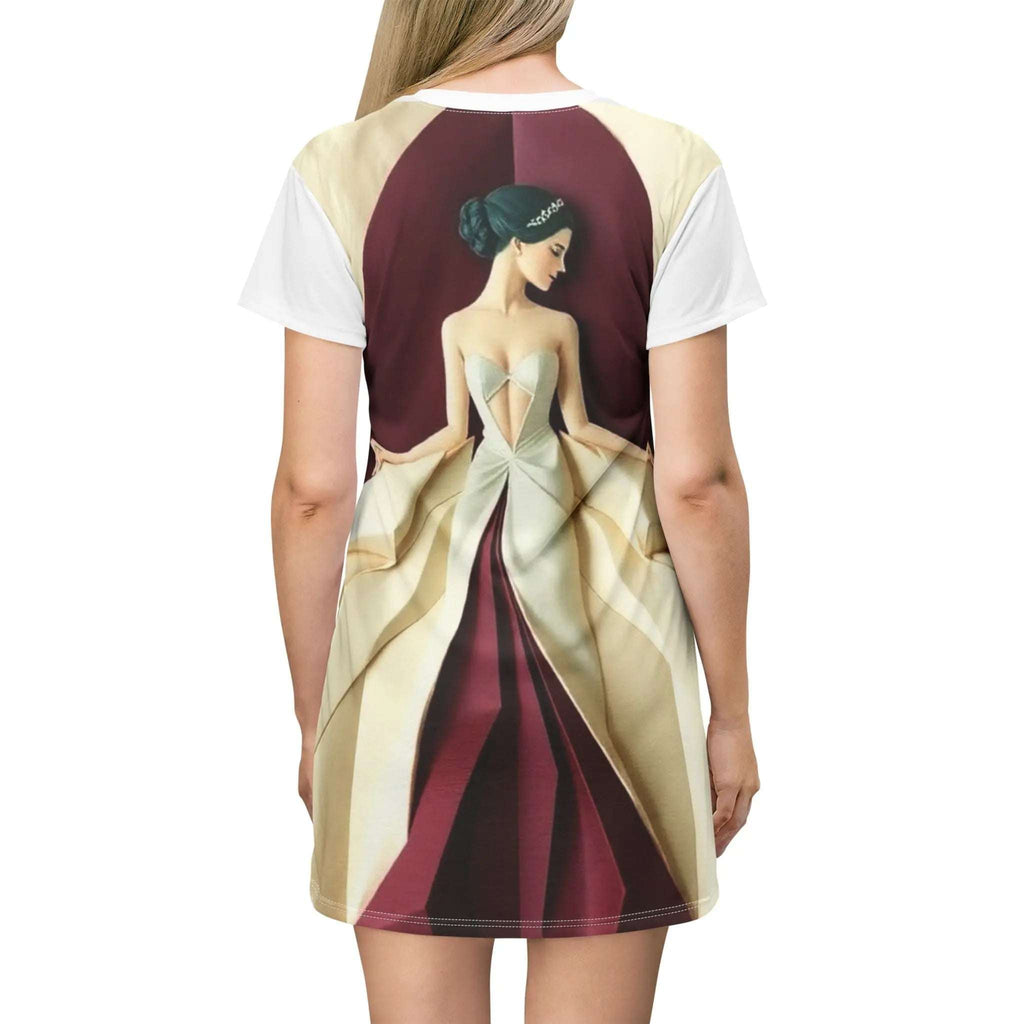 Elegant T-Shirt Dress with Artistic Print – Lightweight Luxury www.PrintOne1.com