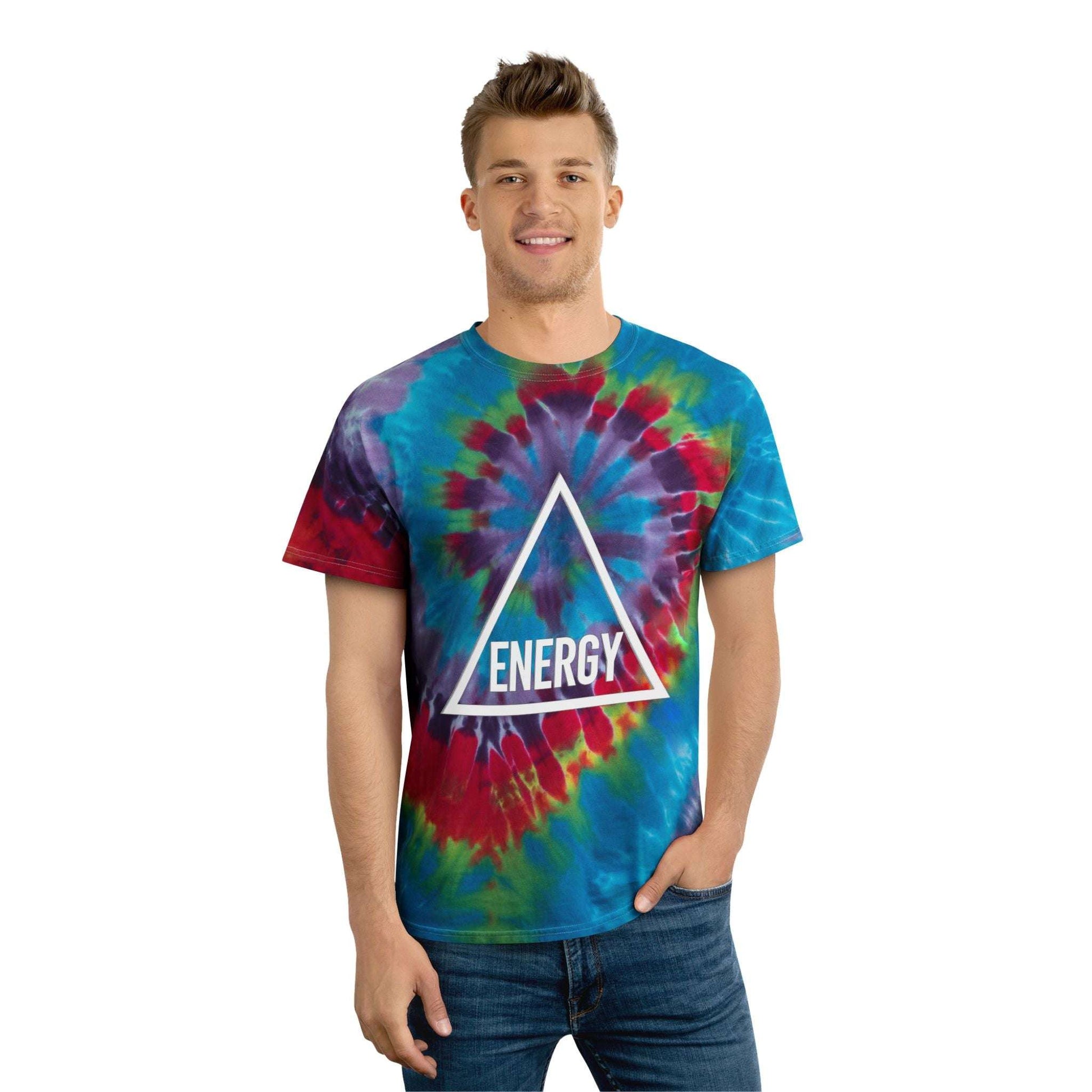 Back view of the unisex Spiral Tie-Dye Tee in classic fit

