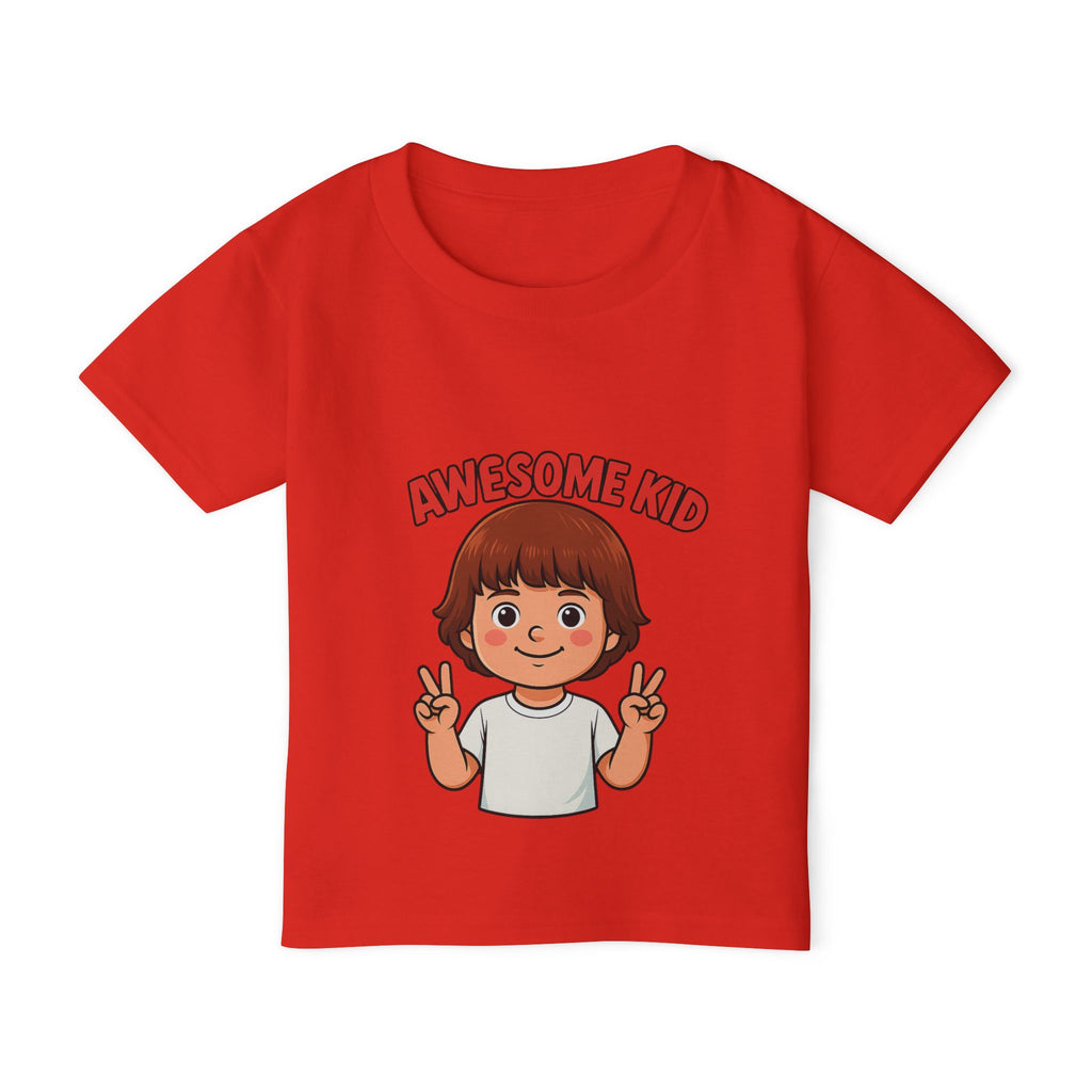 Toddler posing in cute T-shirt, ideal for special occasions

