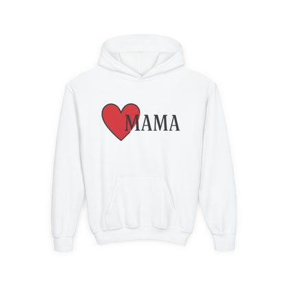 Close-up of heartwarming Mama design on pink hoodie

