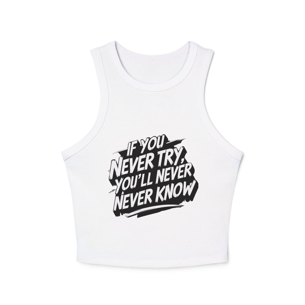 Close-up of micro rib fabric on racer tank top

