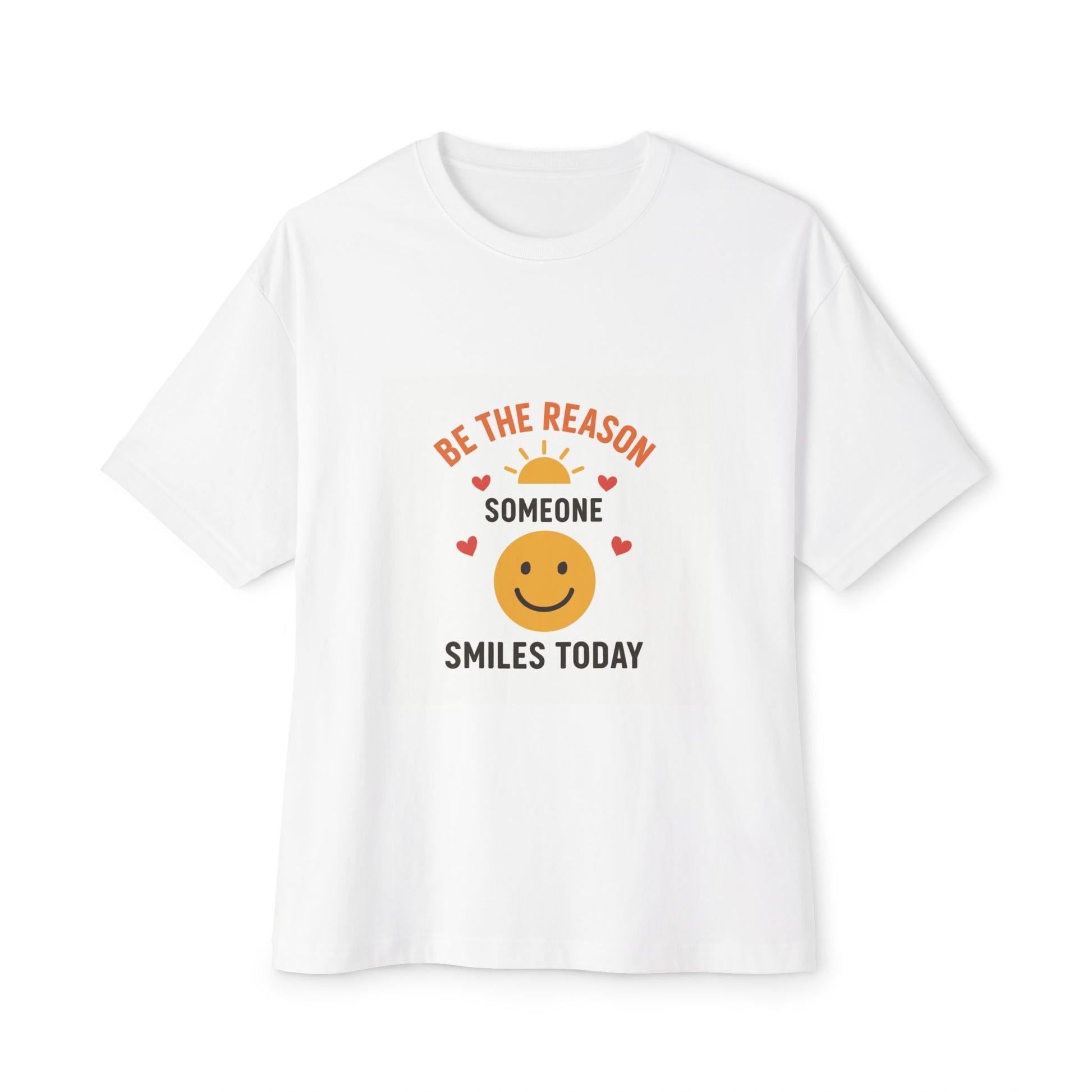 Smiley Face Quote Tee – Oversized Positive Vibes Shirt www.PrintOne1.com