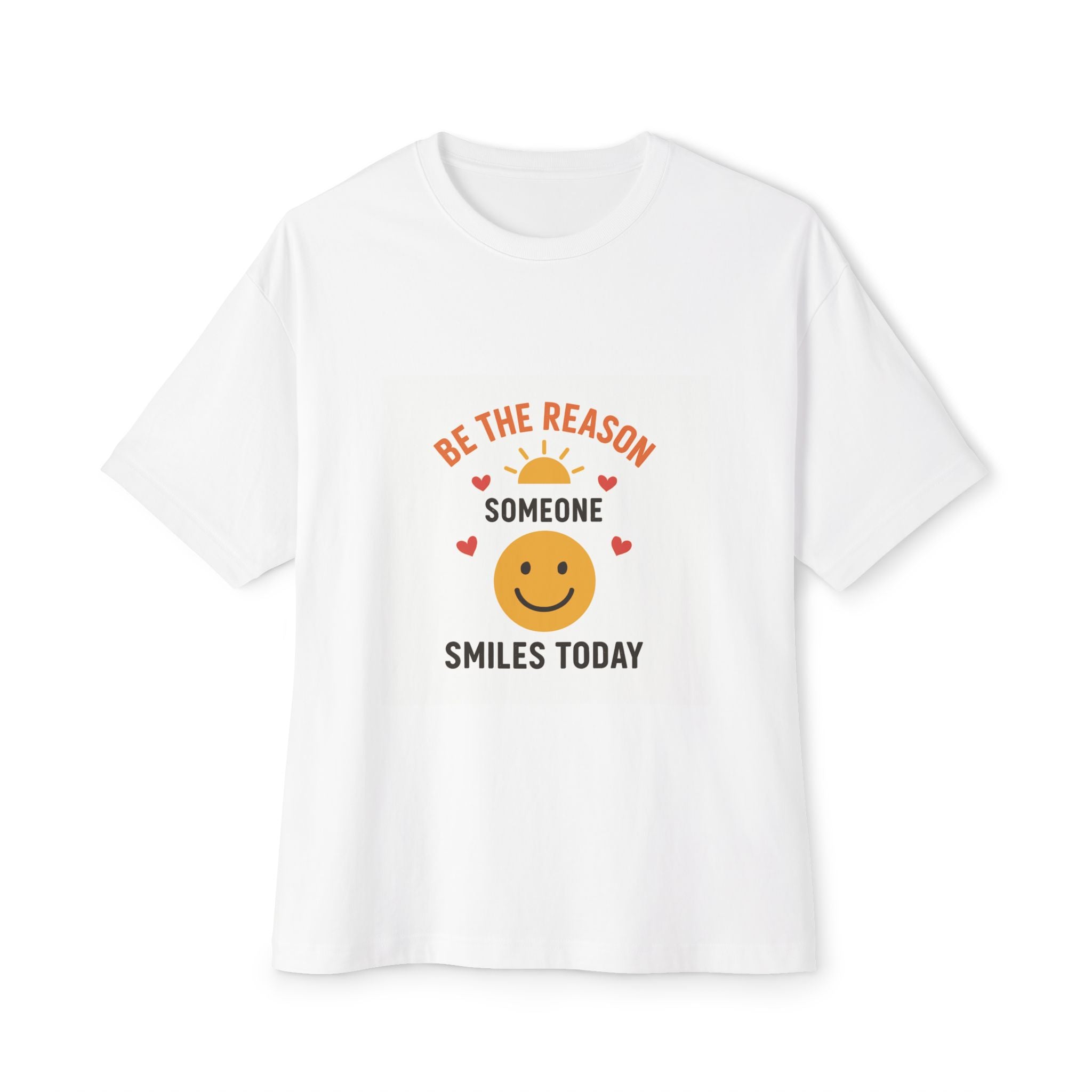 Smiley Face Quote Tee – Oversized Positive Vibes Shirt www.PrintOne1.com