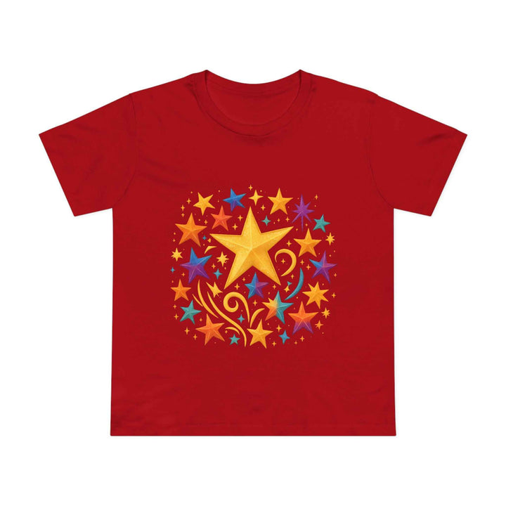 Women’s Vibrant Star Tee-100% Cotton Star Print T-Shirt