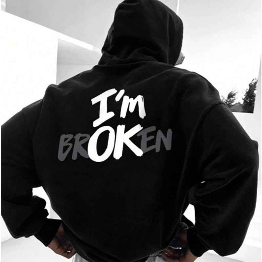 I'm OK" 3D Hoodie – Bold Black Streetwear Style