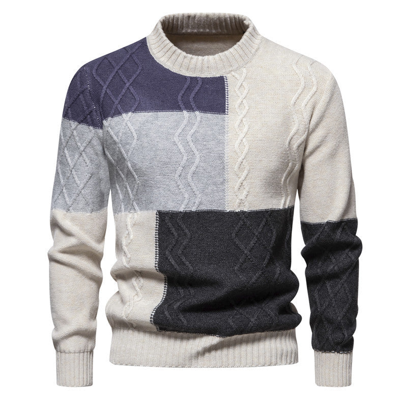 Color-block Crew Neck Knitwear For Men – Side profile movement