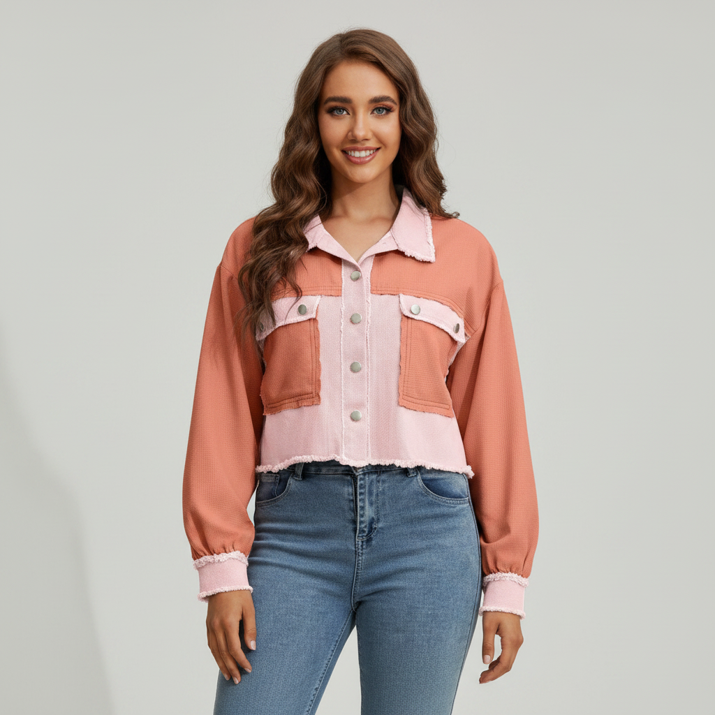 Colorblock-Crop-Jacke für Damen – Trendige Streetwear