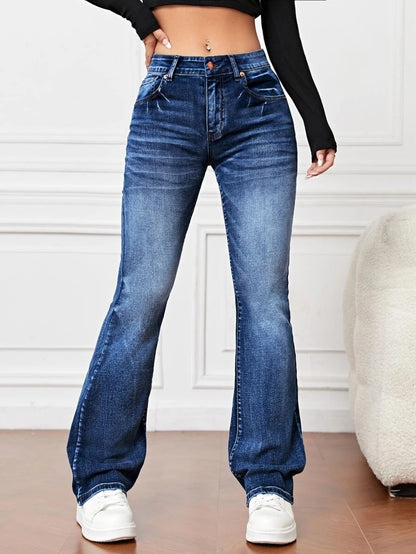 Color set – Denim High Waist Bootcut Jeans in light blue, dark blue, and black washes