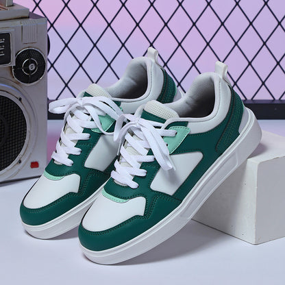 Colorful PU leather lace-up platform shoes for casual wear

