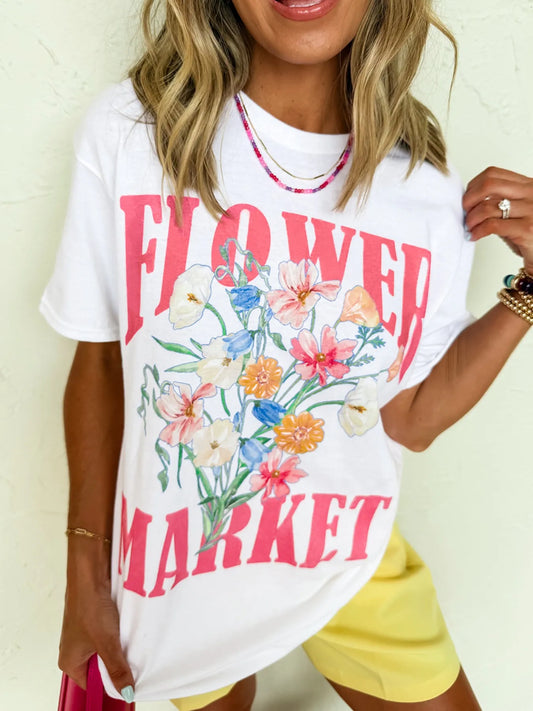 Comfortable Flower Market T-Shirt for women - stretch fit design

