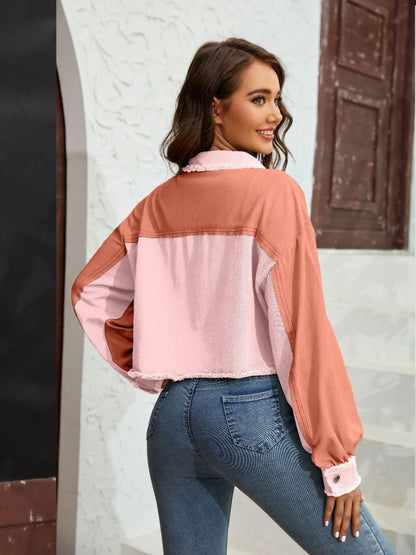 Comfy Yet Stylish – Women's Color Block Cropped Jacket

