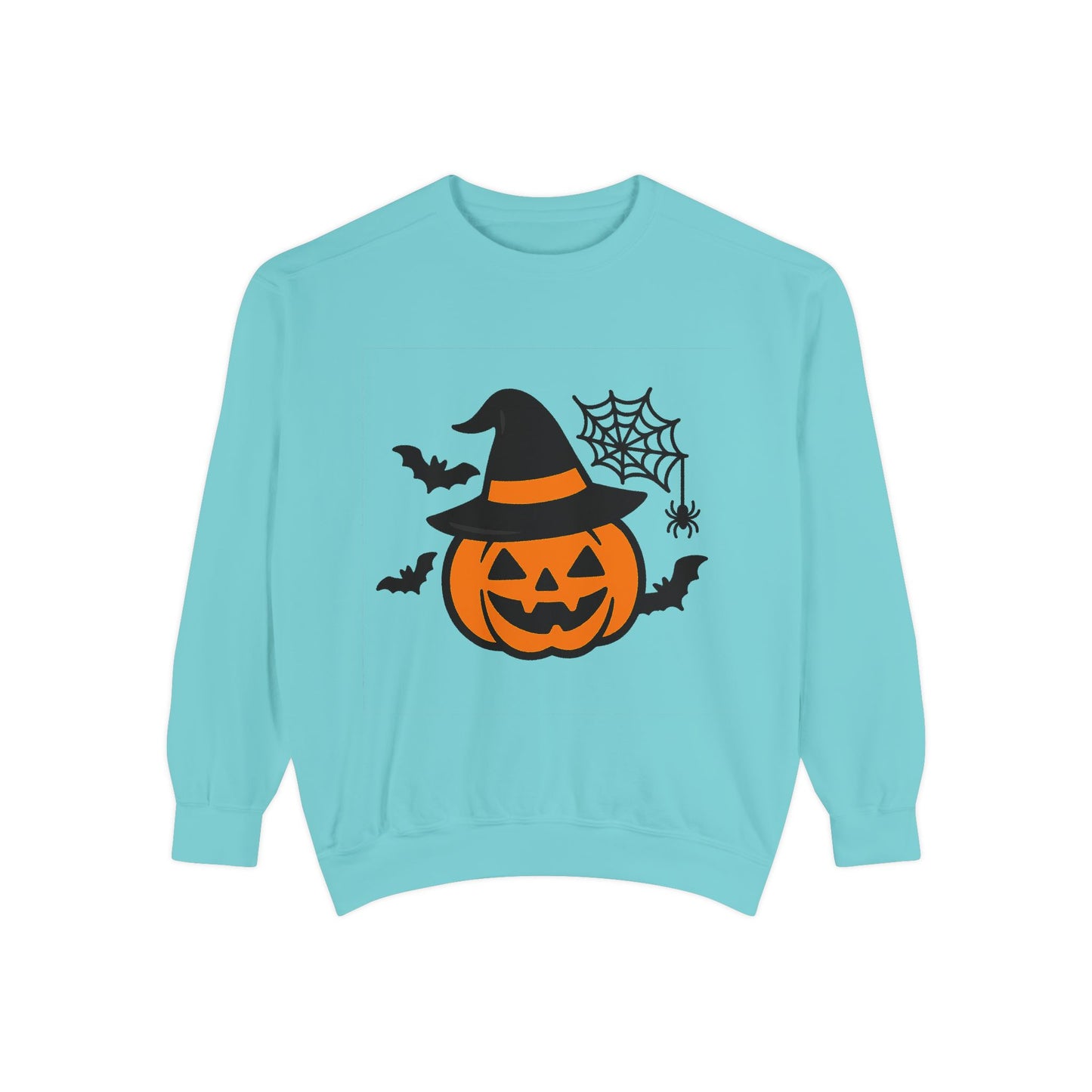 Comfy pumpkin spice-themed sweatshirt for fall and Halloween vibes

