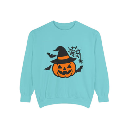 Comfy pumpkin spice-themed sweatshirt for fall and Halloween vibes

