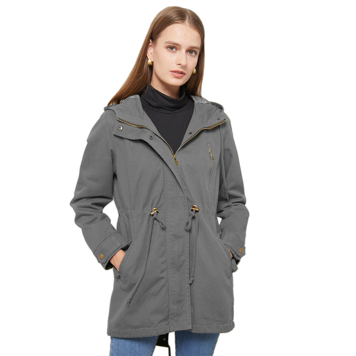 Cotton Anorak in Army Green – Straight Fit, Warm, City-Ready, S–4XL