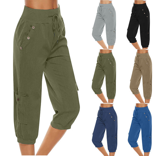 Cotton linen cargo pants for women – breathable summer comfort