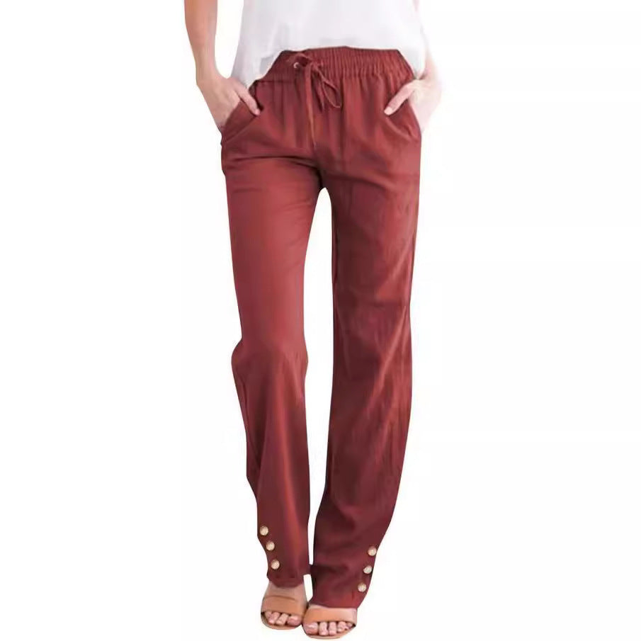 Cotton linen wide-leg trousers – Japanese & Korean casual vibe