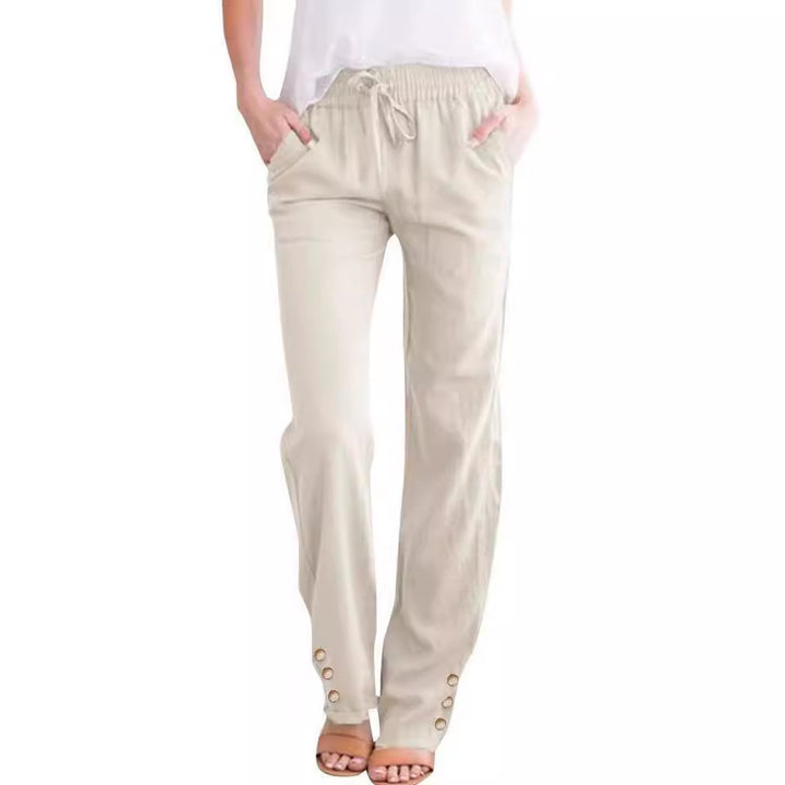 Cotton linen wide-leg trousers – casual straight silhouette, easy care