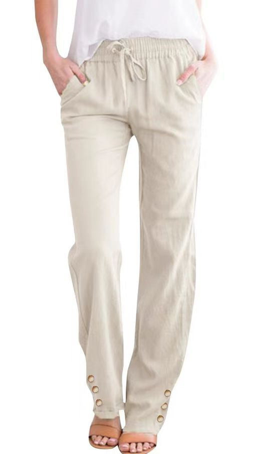 Cotton linen wide-leg trousers – summer-ready, wrinkle-friendly wear