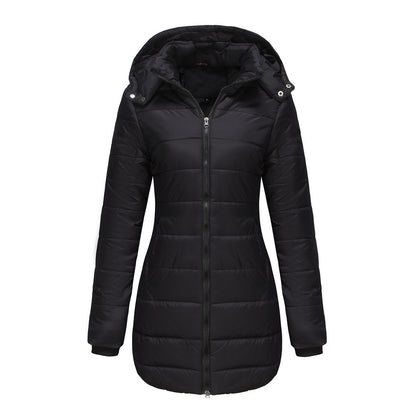 “Cozy Outside: Waterproof Cotton-Padded Women’s Jacket by Snowy Trees”

