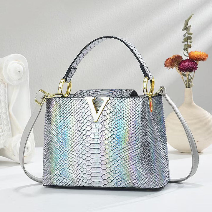 Crossbody Bag in PU with Top Handle and Textured Finish