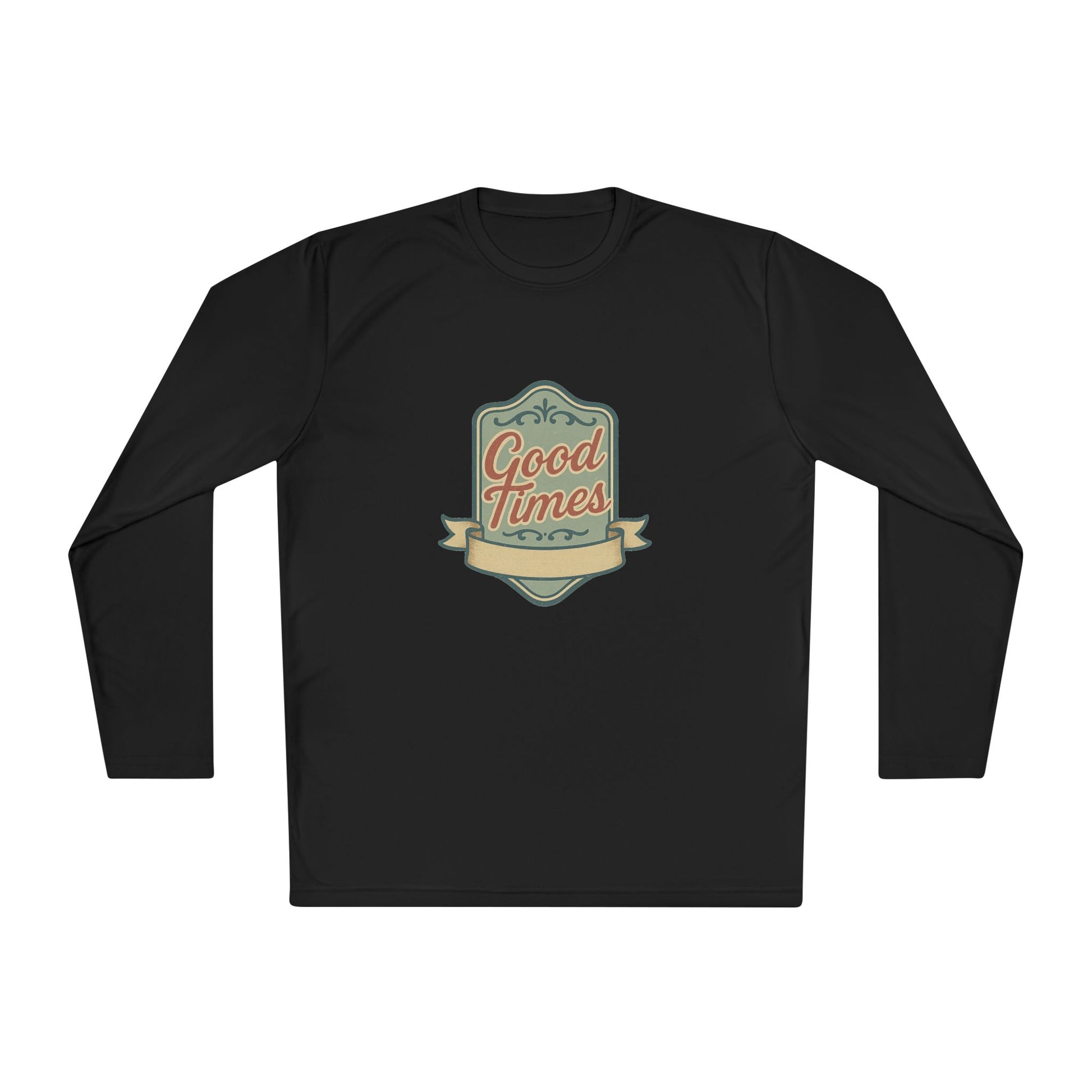 DTF printed long sleeve t-shirts worn by male and female models

