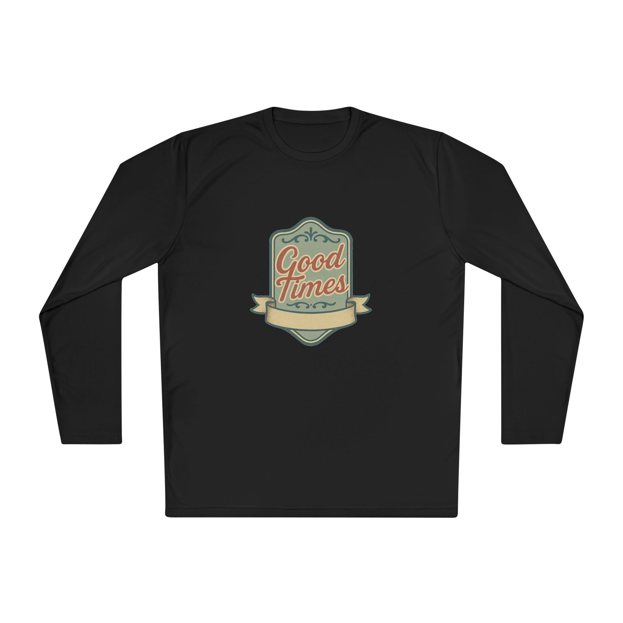 DTF printed long sleeve t-shirts worn by male and female models

