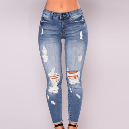 Dark blue ripped skinny jeans – stretch-feel cotton denim