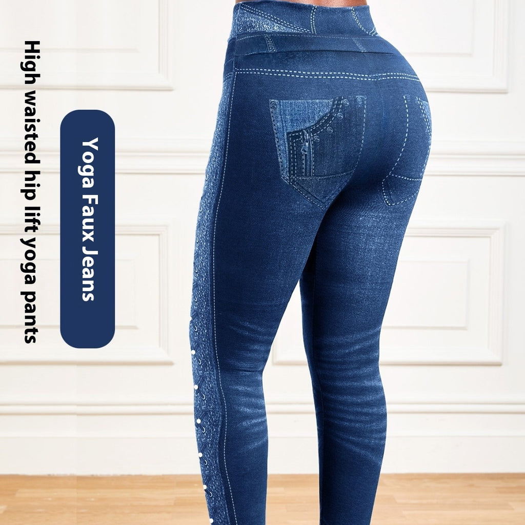 Denim yoga pants – gray color for studio to street