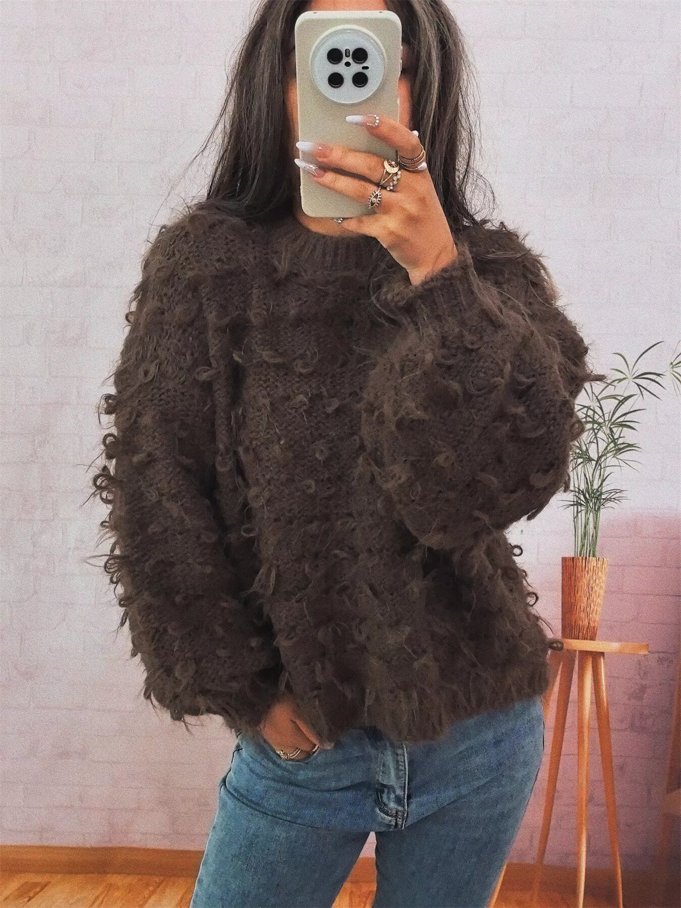 Desk to dinner look – Chunky Round Neck Women’s Sweater with trousers
