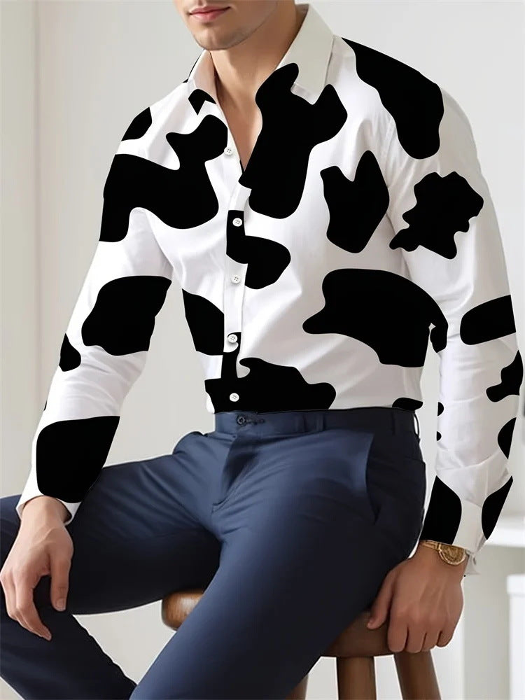 Detail image of Hawaiian Style Men’s Long Sleeve Shirt resin buttons and reinforced cuffs, emphasizing craftsmanship.

