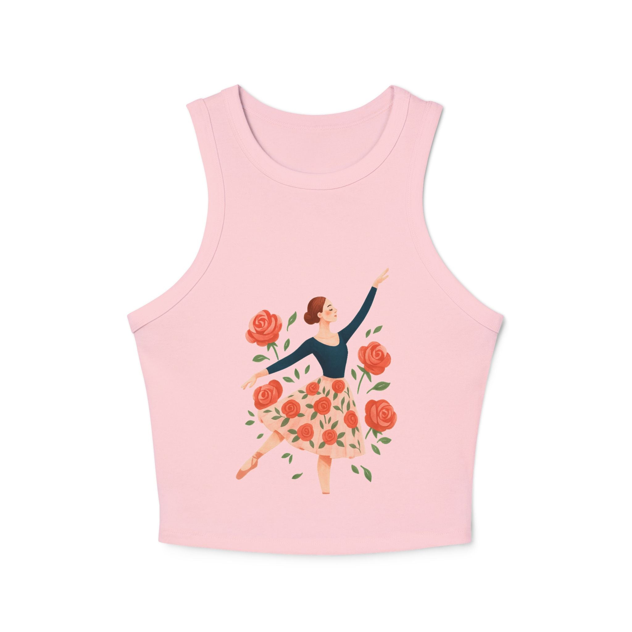 Folded women's micro rib racer tank top in various colors for gifting options

