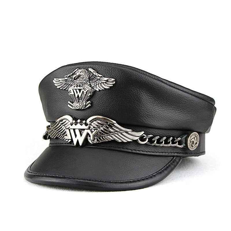 Men’s Harley Motorcycle Hat - Genuine Leather, Retro Punk Style