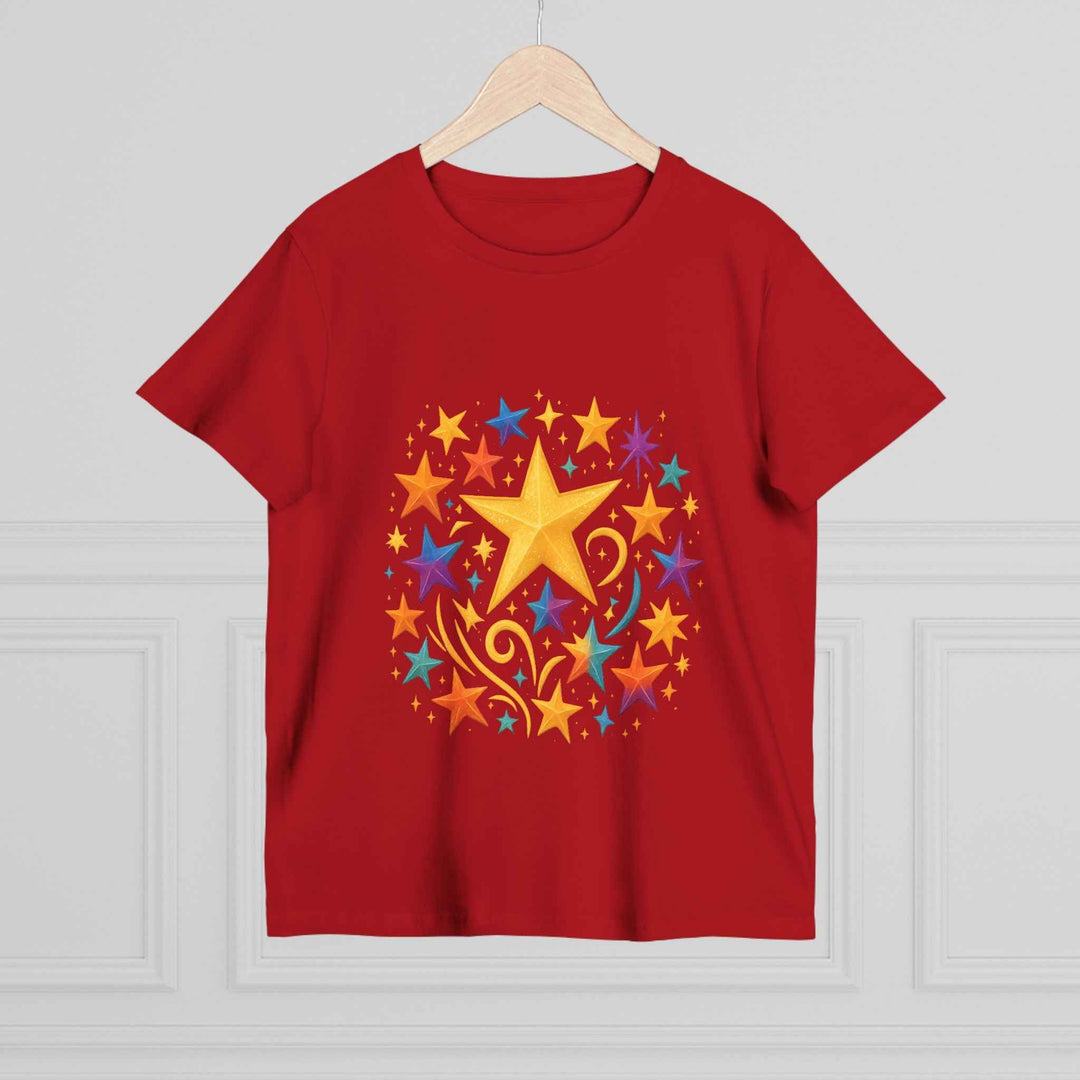 Women’s Vibrant Star Tee-100% Cotton Star Print T-Shirt