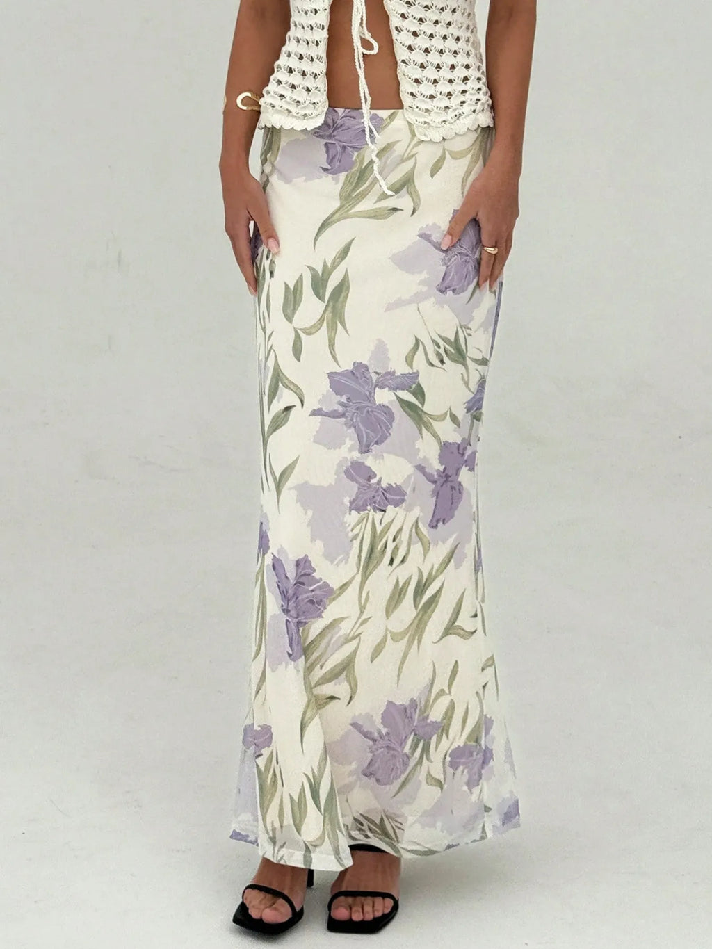 Easy summer layering with floral wrap skirt

