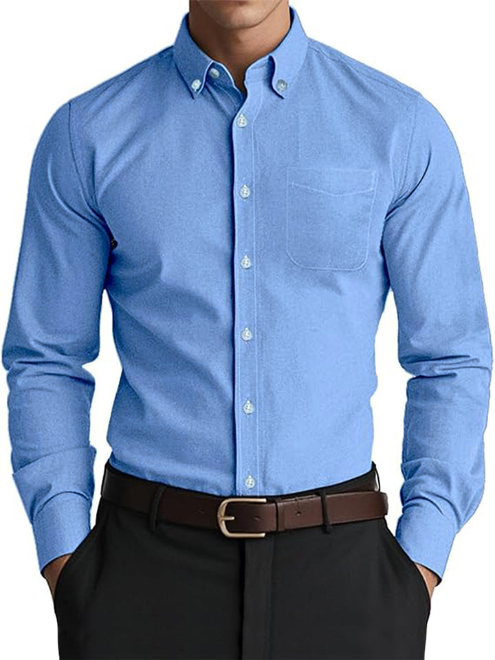 Effortless Gray Oxford Shirt for Men - Casual Loose Cardigan with Linen Comfort