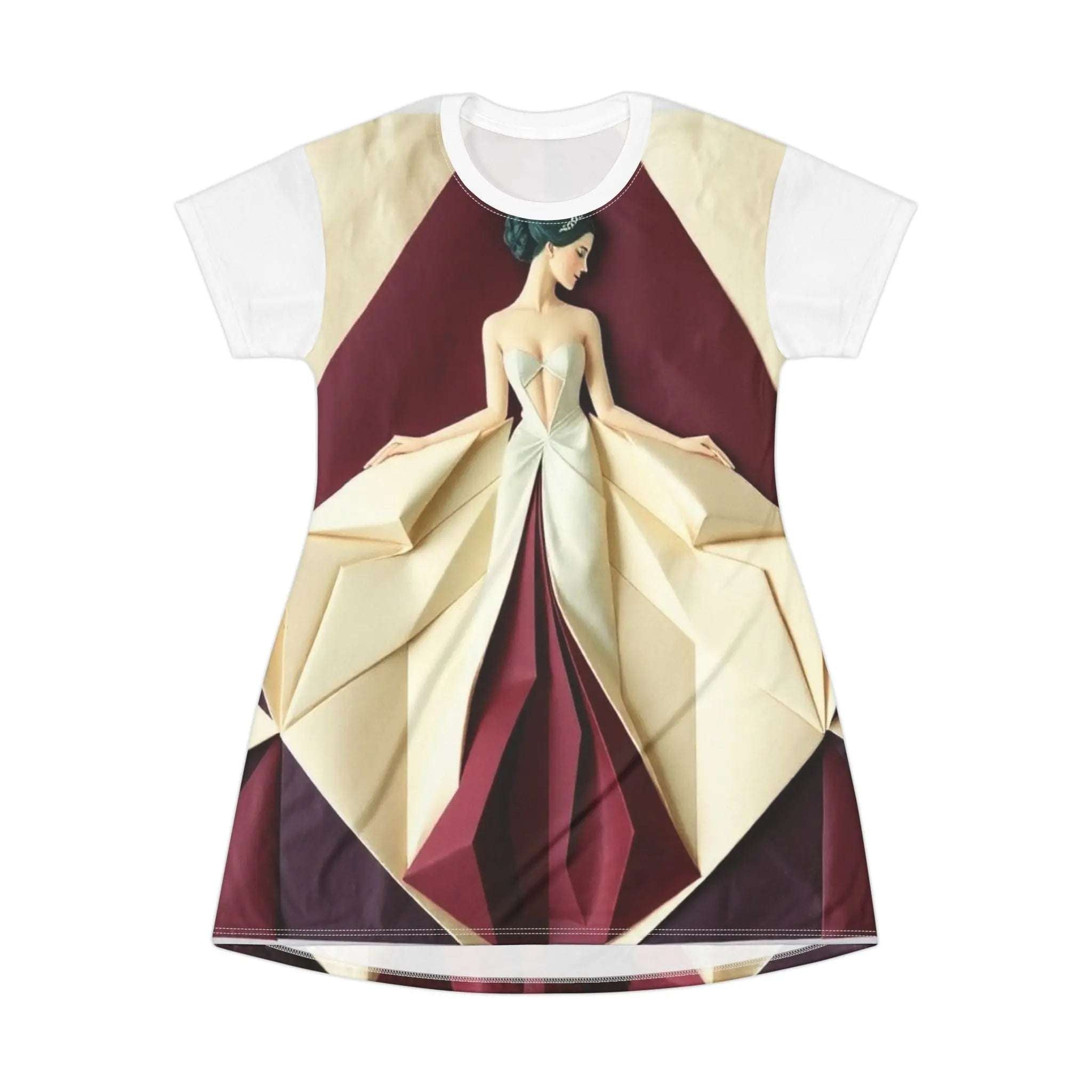 Elegant T-Shirt Dress with Artistic Print – Lightweight Luxury www.PrintOne1.com