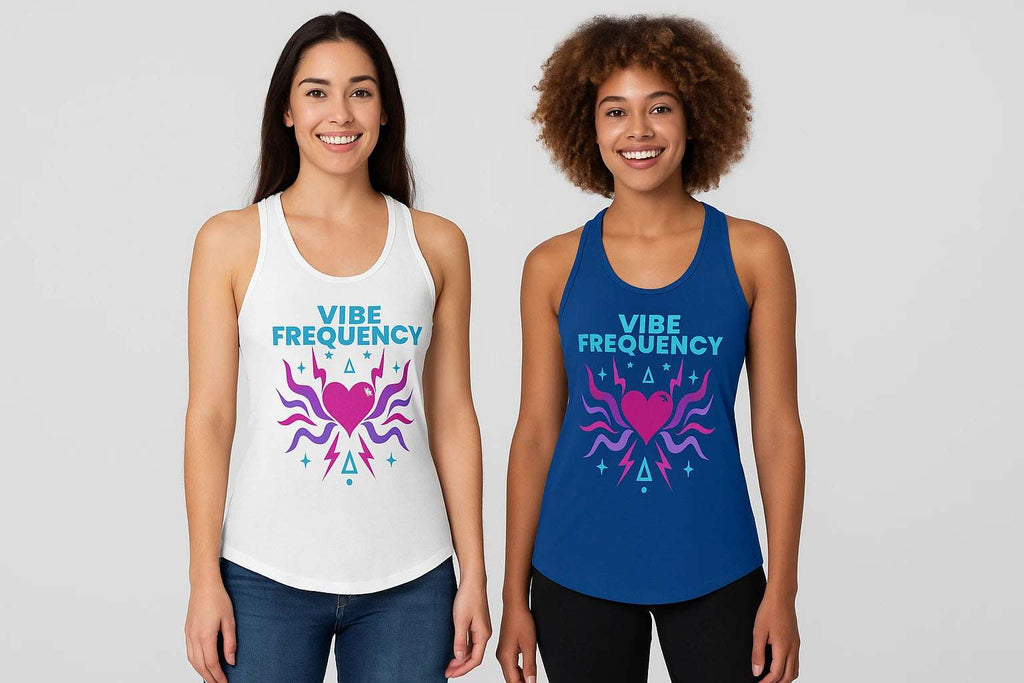 Side view of breathable fitness tank with scooped neckline

