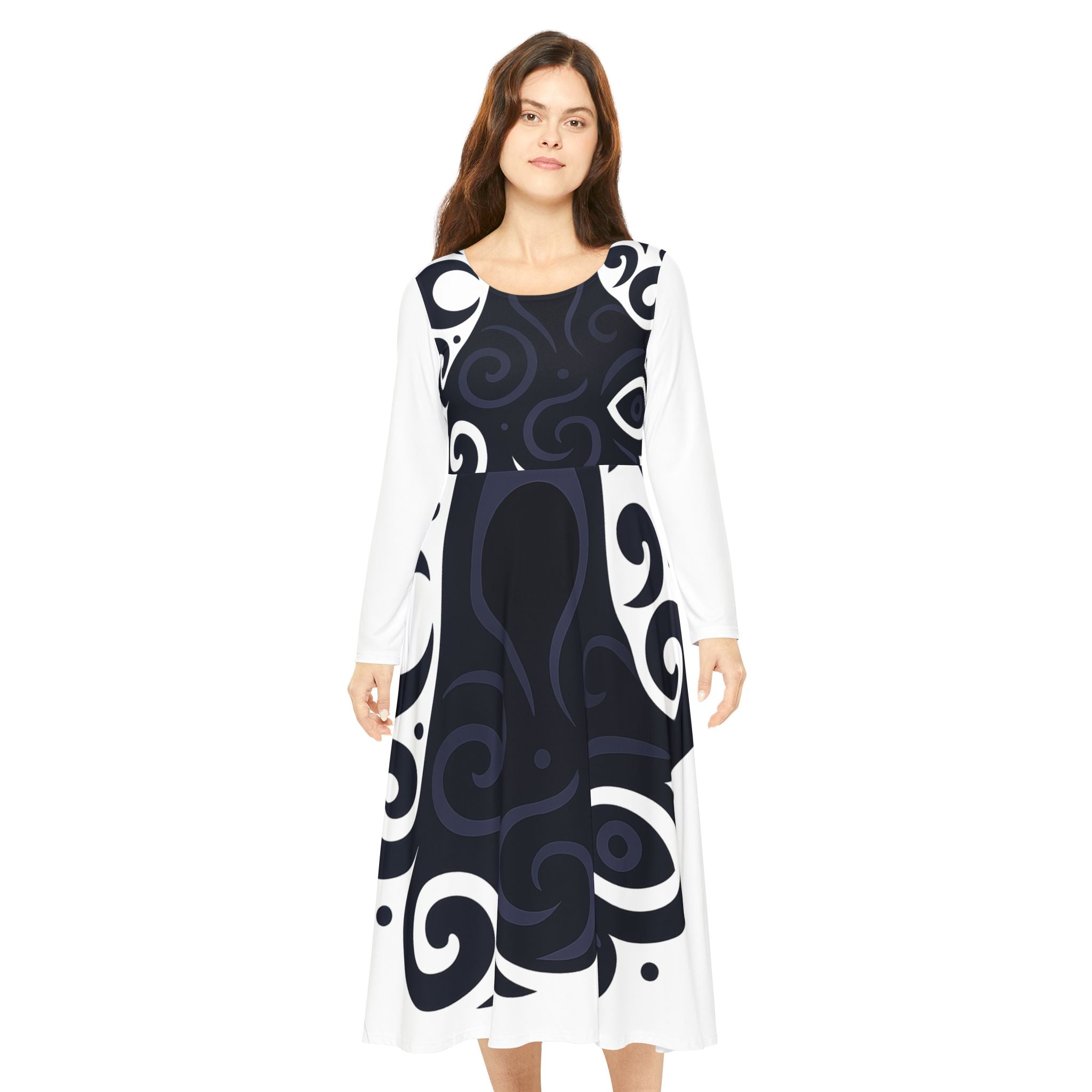 Elegant Bohemian Dance Dress with High-Cut Neckline

