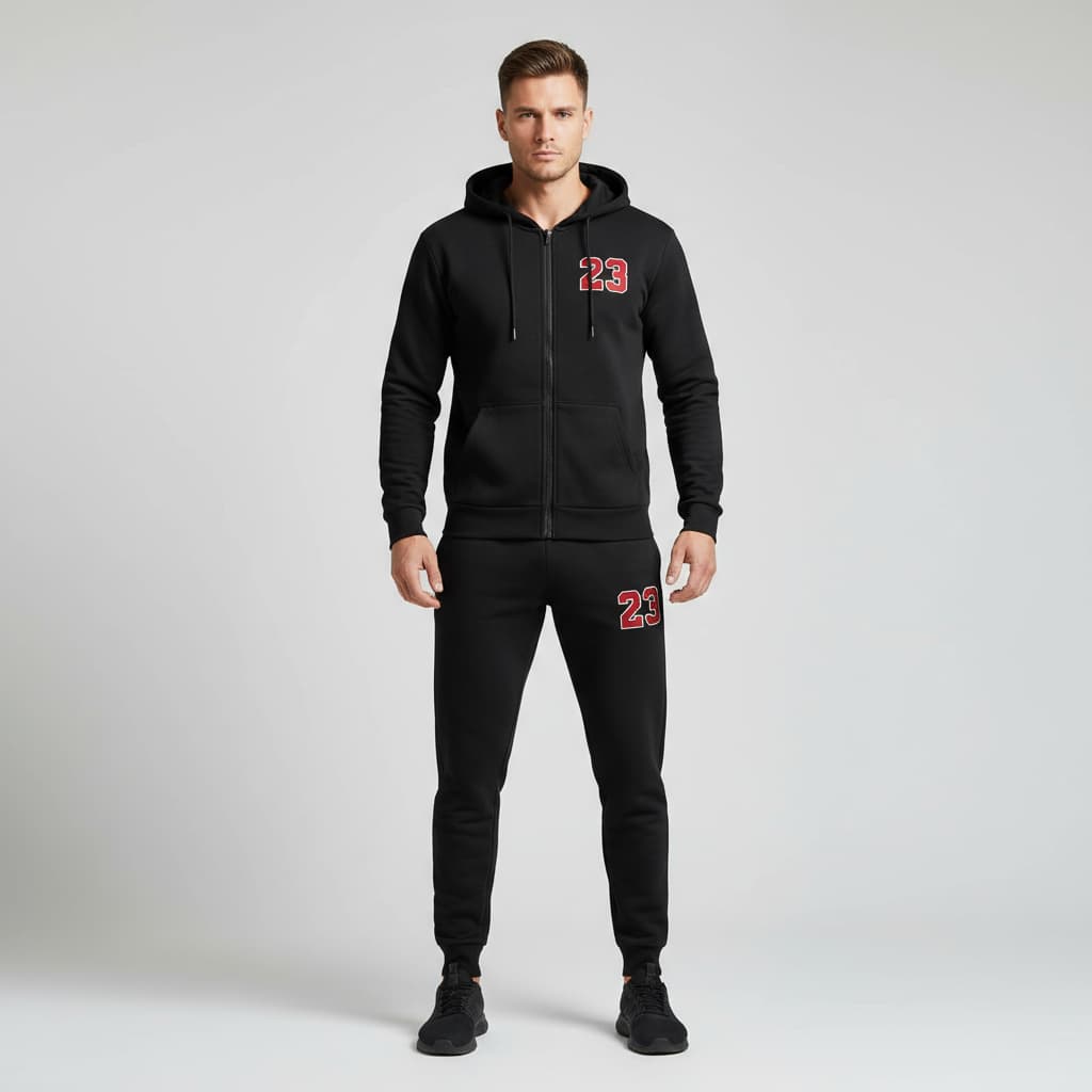 Essential Winter Men's Tracksuit Set—Pullover Hoodie with Bold Print and Elastic Joggers for All-Day Casual Confidence