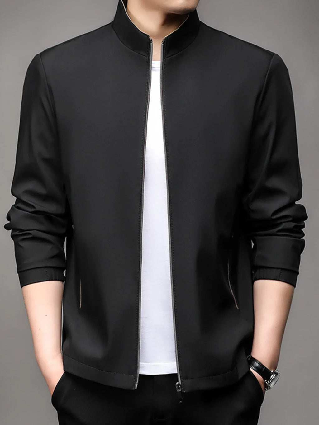 Evening Chill: Cozy Polyester Zipper Jacket by the Bonfire

