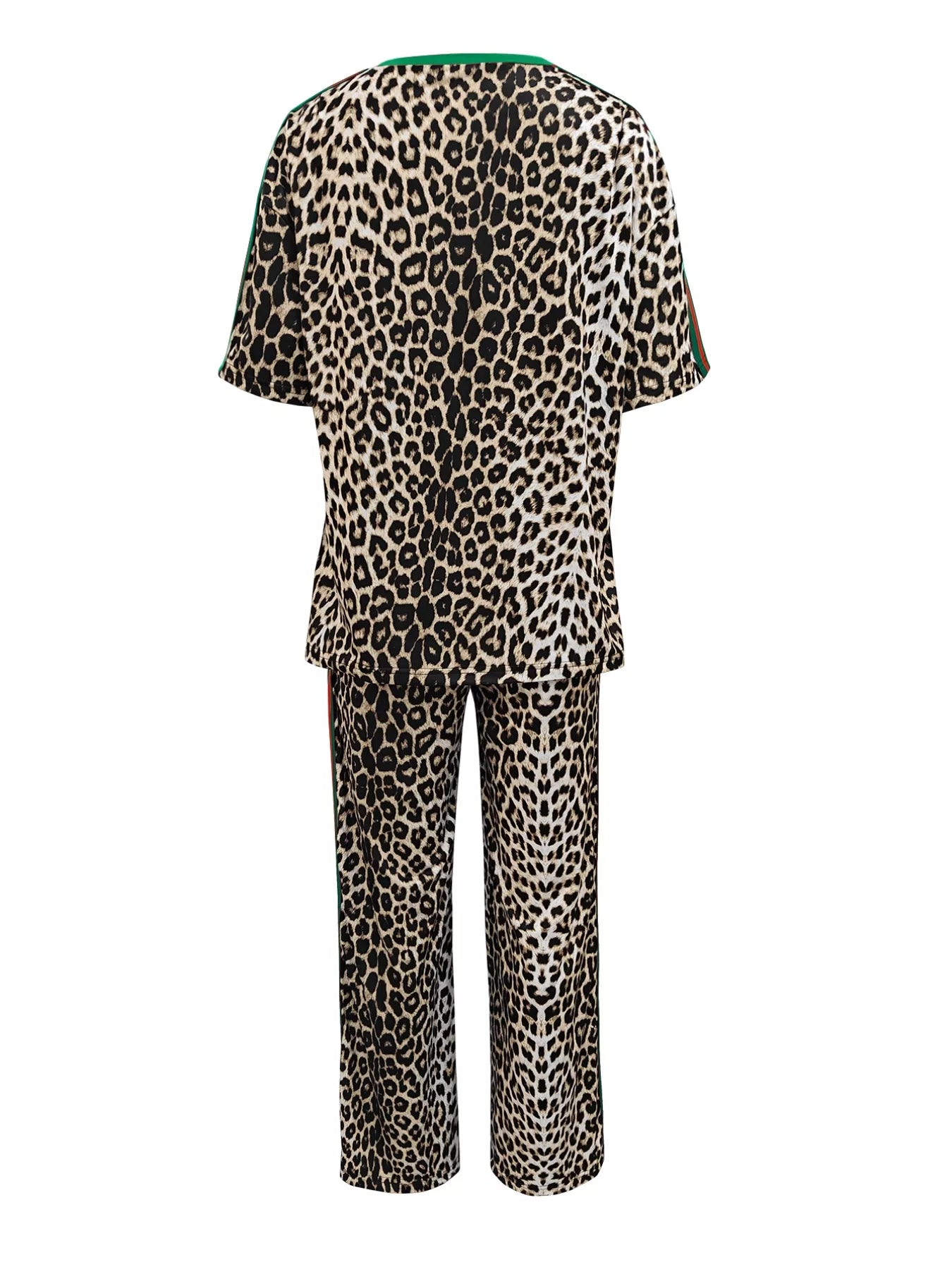 Everyday Leopard Two-Piece Set: Polyester Spandex Blend for No-Stretch Comfort