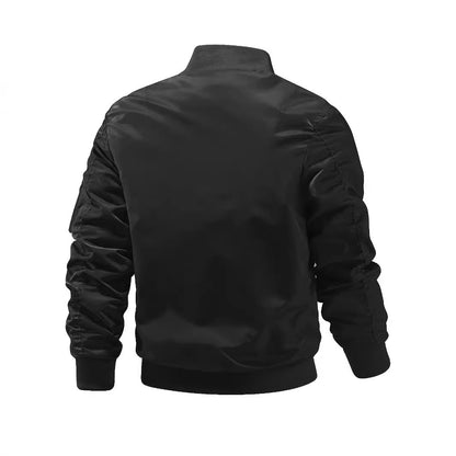 Everyday Men's Baseball Jacket Black – Size Chart Overlay for Perfect Fit