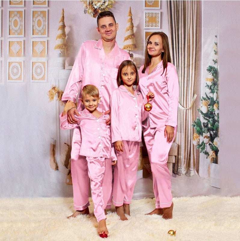 Family matching ice silk pajamas – breathable, lightweight sleepwear