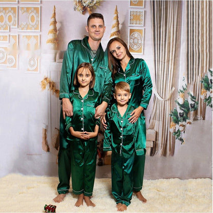 Family matching ice silk pajamas – luxurious feel at everyday value