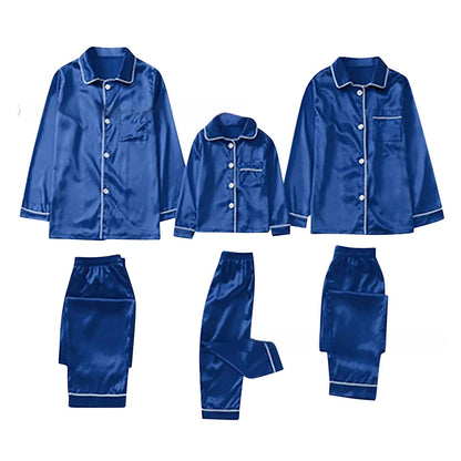 Family matching ice silk pajamas – wrinkle-resistant, easy care
