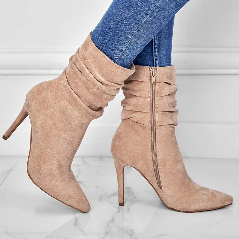 Fashion suede pointed high heel boots – elevate your style day to night