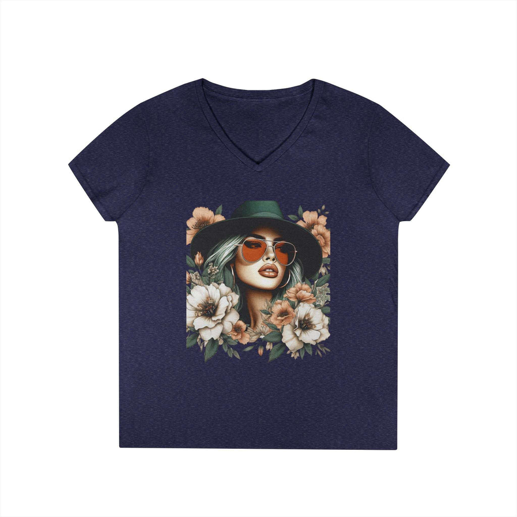 Floral V-Neck T-Shirt – Stylish & Comfy for Women www.PrintOne1.com