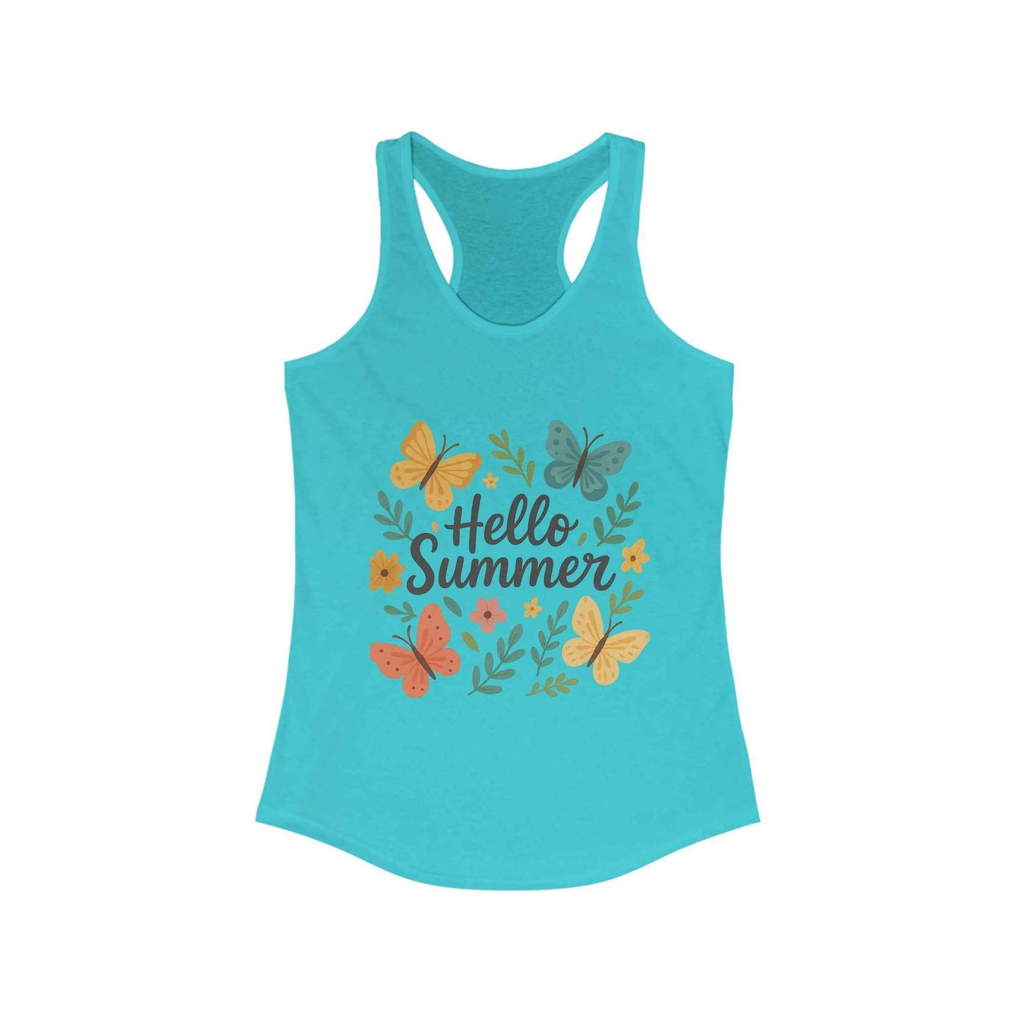 Hello Summer Tank Top - Lightweight Butterfly Racerback
