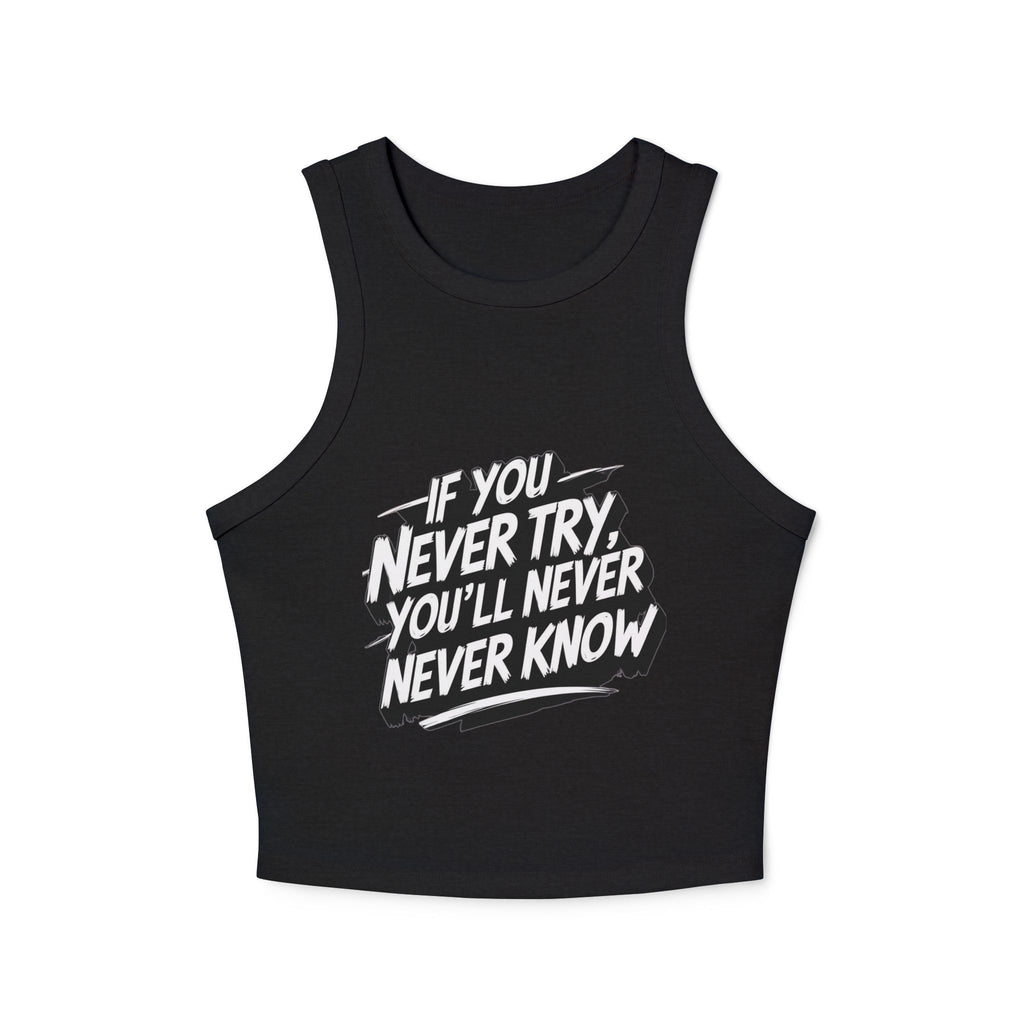 Fitted motivational tank styled with leggings

